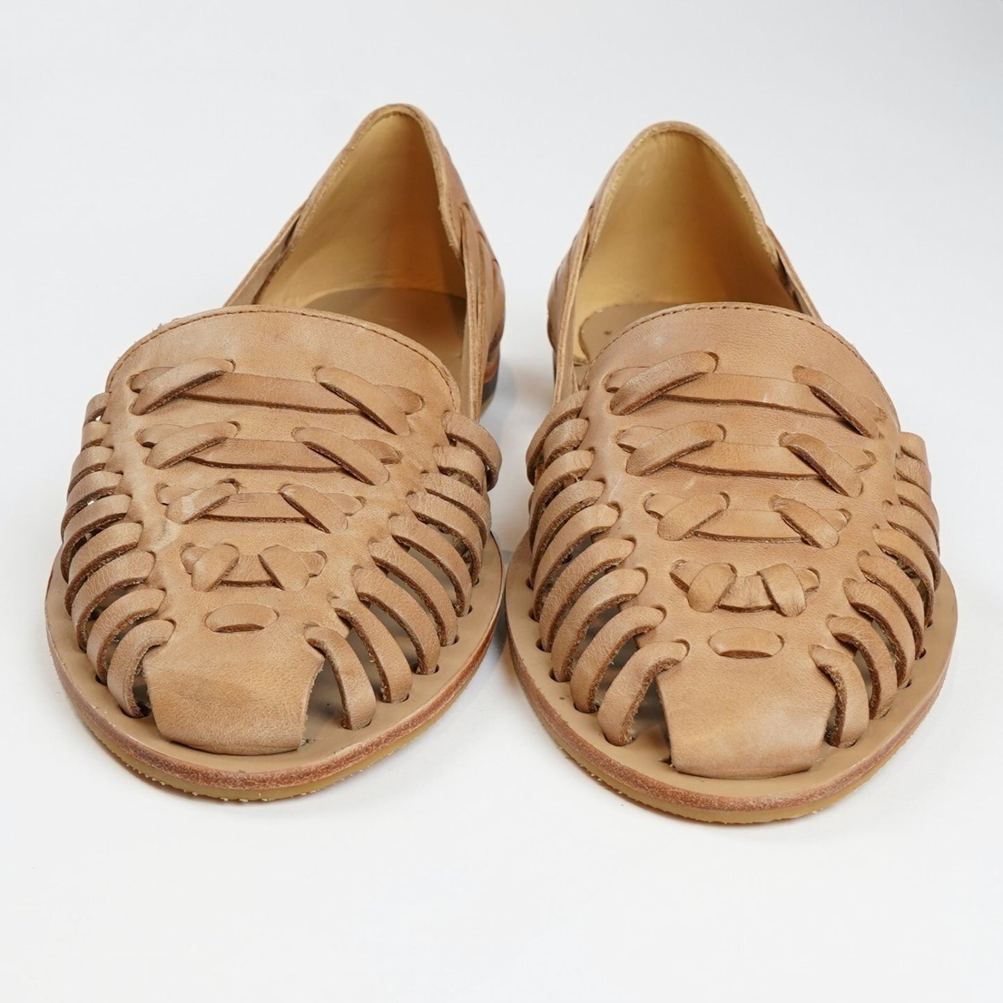 Nisolo Huarache Flat Woven Leather Sandals Almond Brown - 8.5