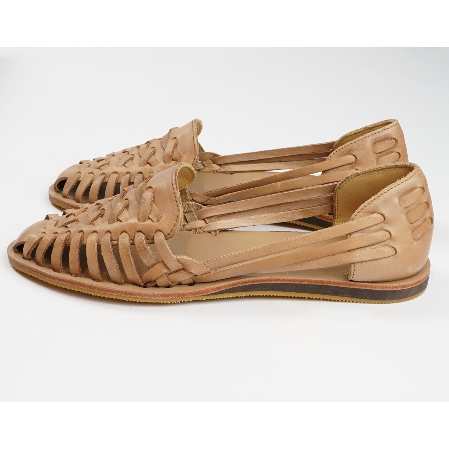 Nisolo Huarache Flat Woven Leather Sandals Almond Brown - 8.5