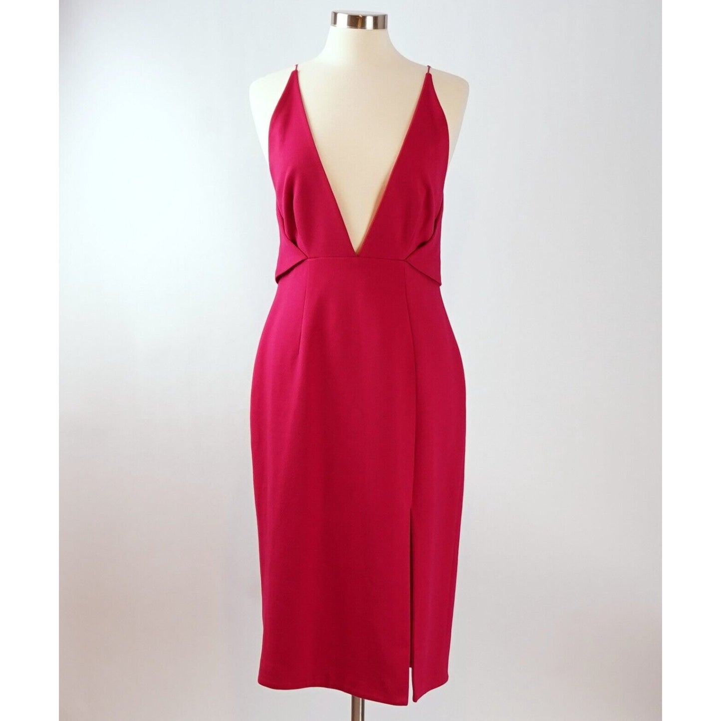 Nicholas Fuchsia Deep V Midi Dress - 8