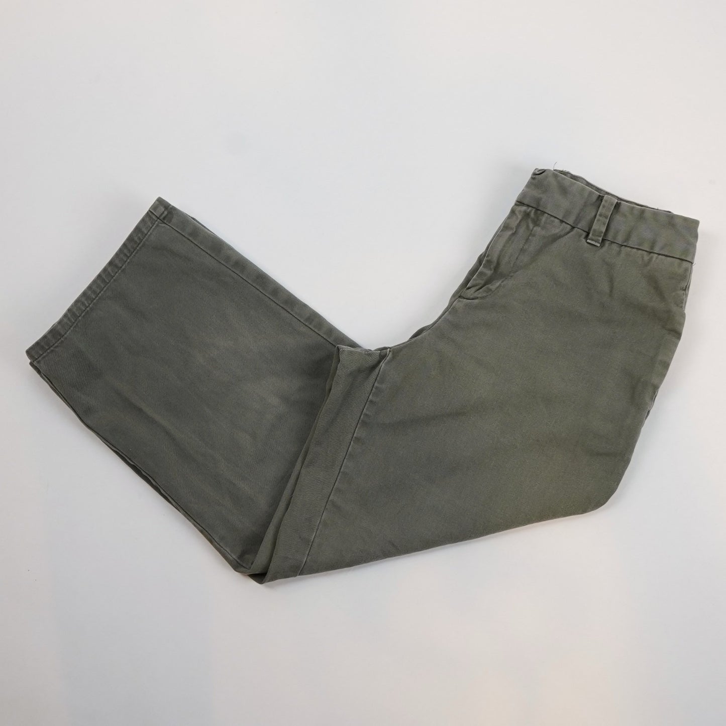 Gap Wide Leg Cropped Capri Olive Chino Pants - 4