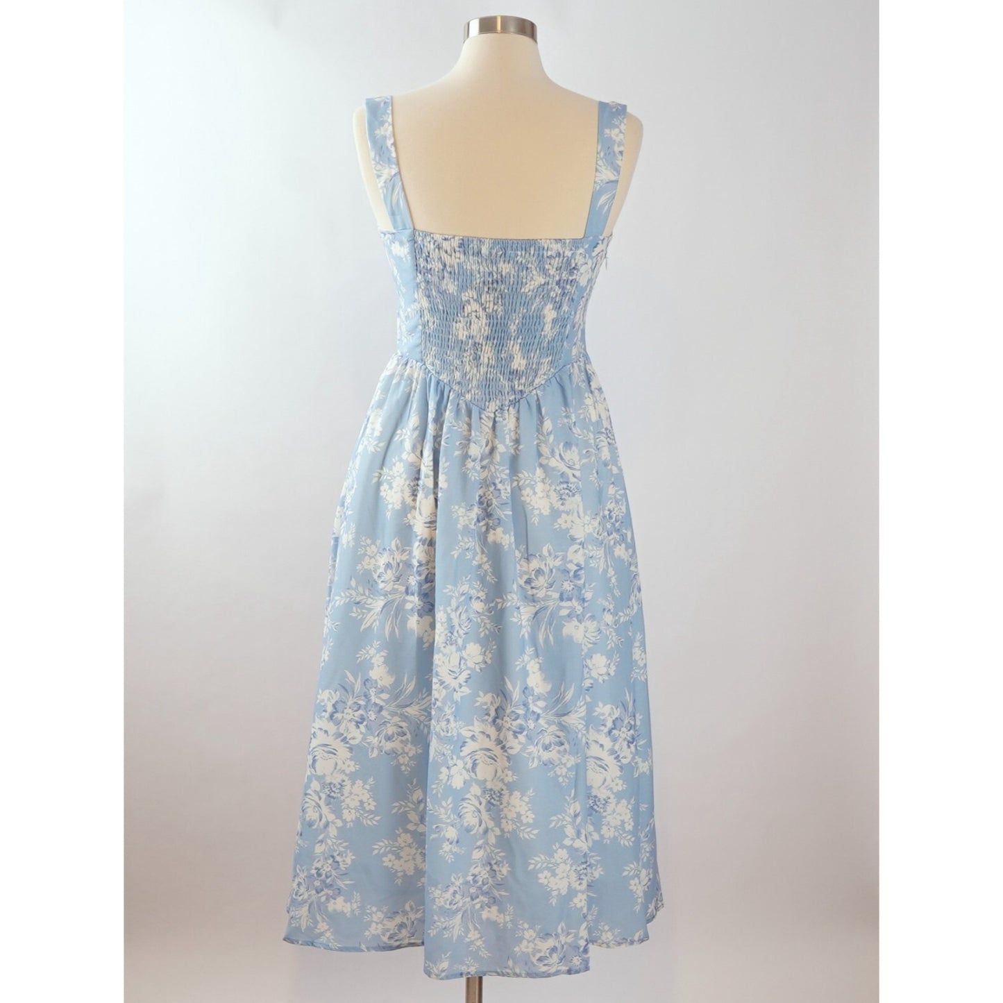 Lait Collection Luna Lace-Bow Floral Midi Dress - M