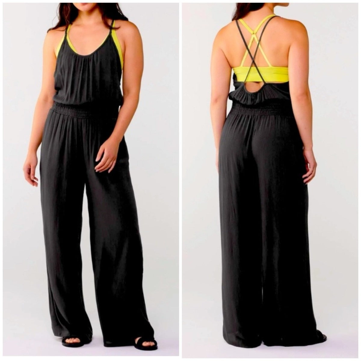 prAna Fernie Wide Leg Jumpsuit Black - L