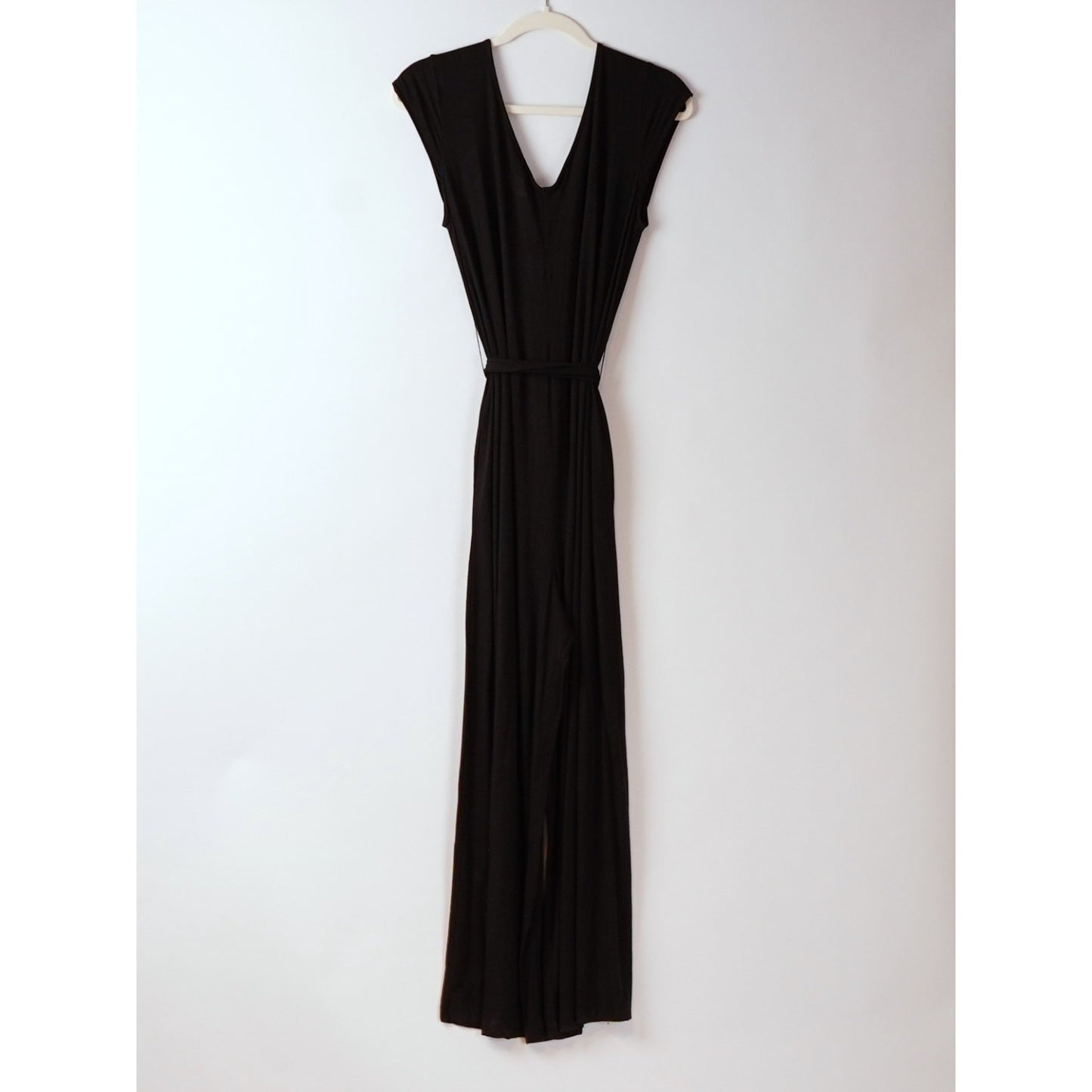 Betabrand Day to Night Wide Leg Jumpsuit Black Belted - S