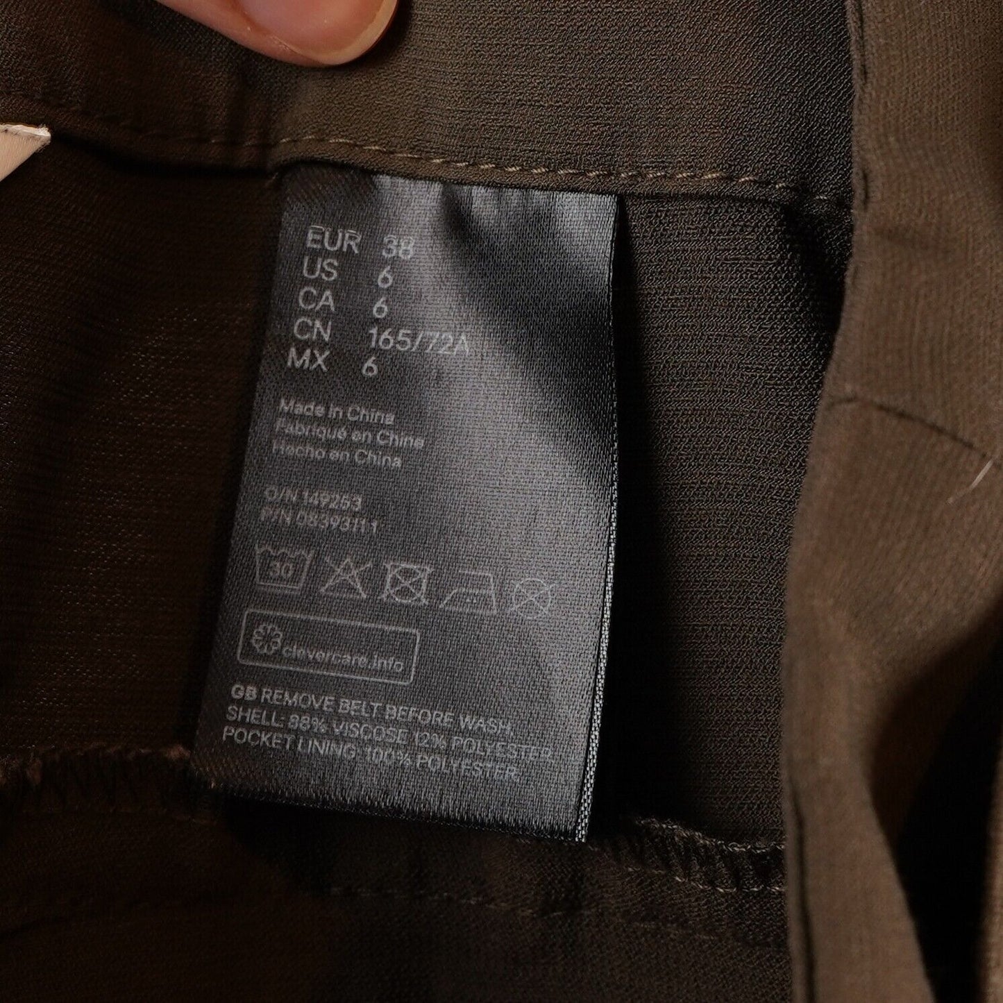 H&M Olive Belted Trouser Slack Dress Pants - 6