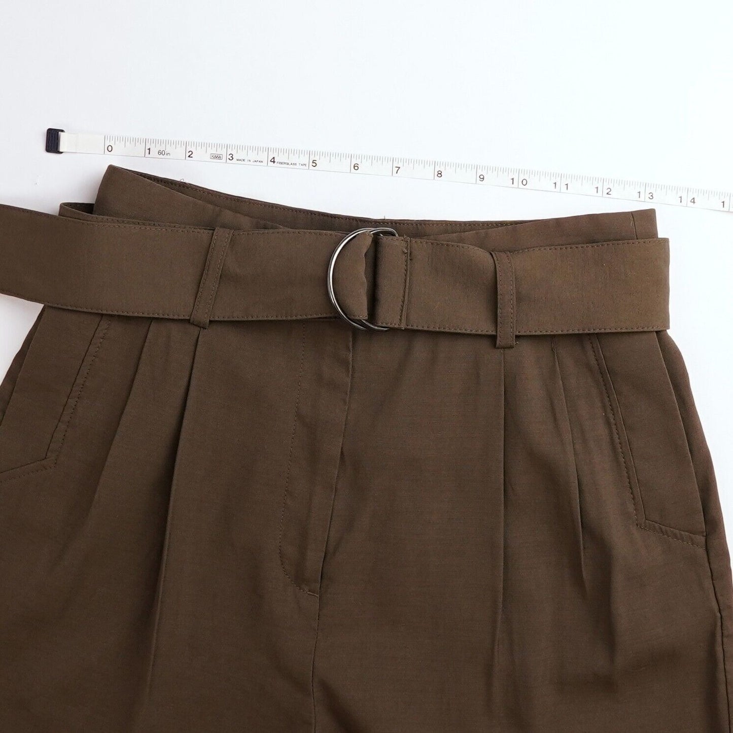 H&M Olive Belted Trouser Slack Dress Pants - 6