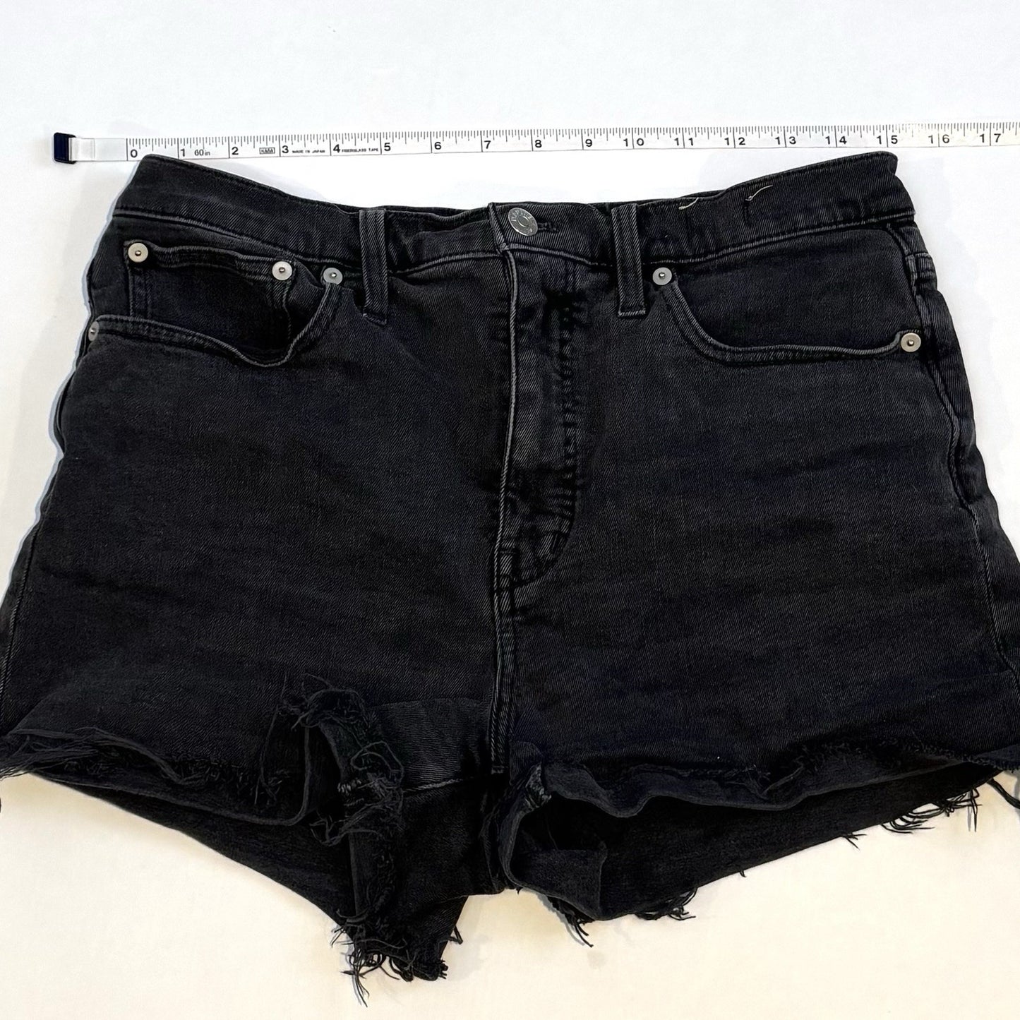 Madewell High Rise Cutoff Jean Shorts Black Denim Raw Hem - 29