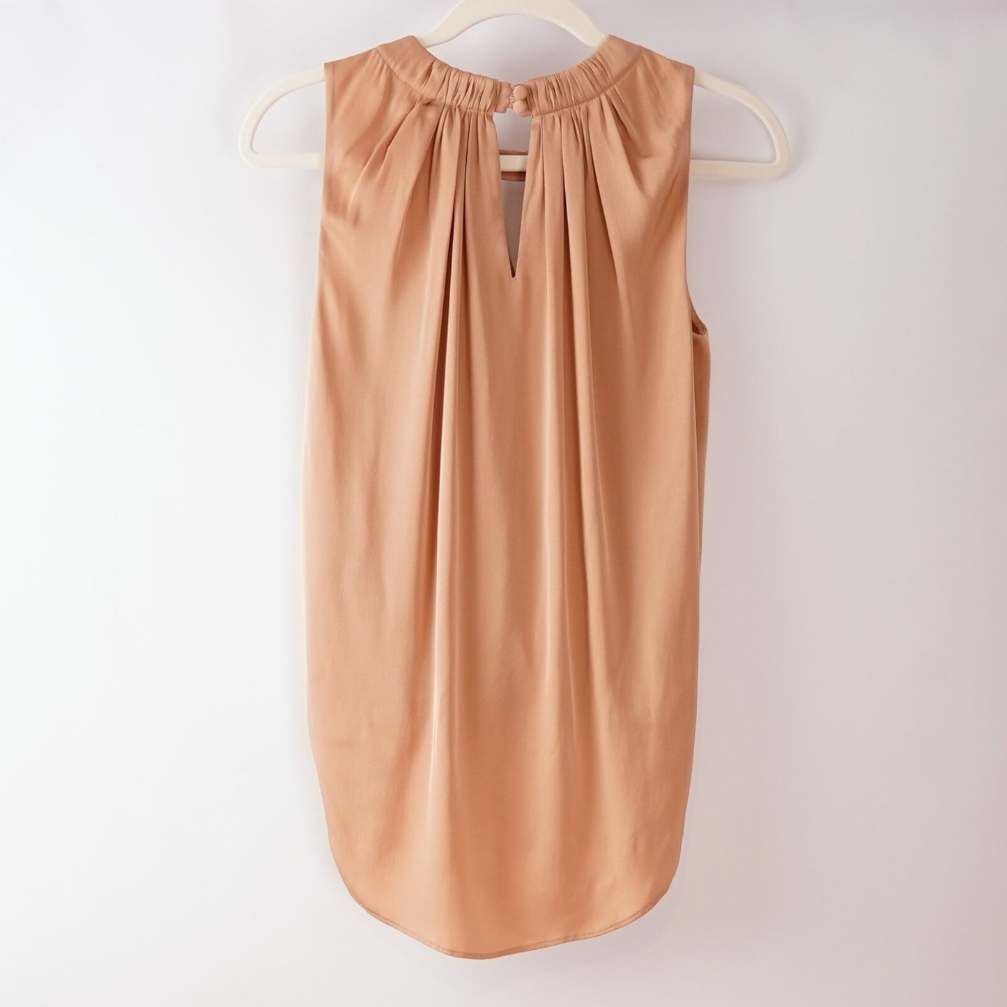 Veronica Beard Sleeveless Silk Blouse Draped Keyhole High Low Peach - 0/XS