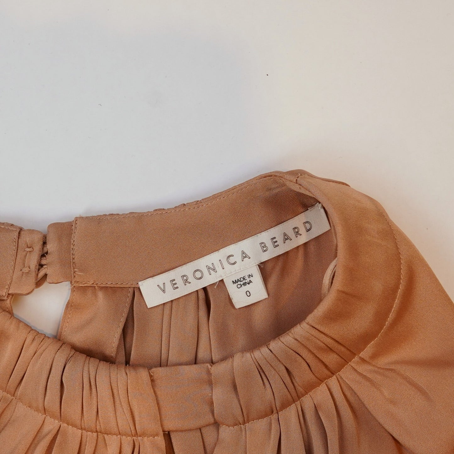 Veronica Beard Sleeveless Silk Blouse Draped Keyhole High Low Peach - 0/XS