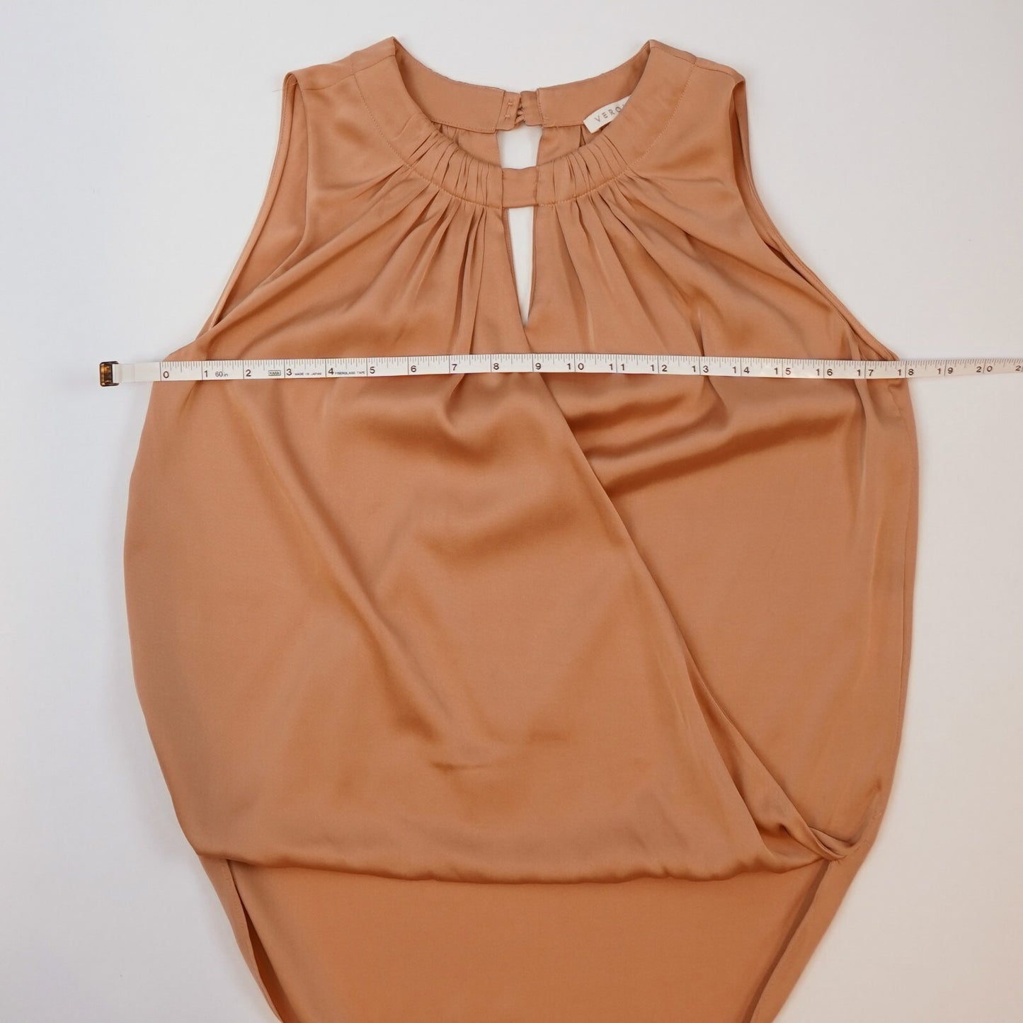 Veronica Beard Sleeveless Silk Blouse Draped Keyhole High Low Peach - 0/XS