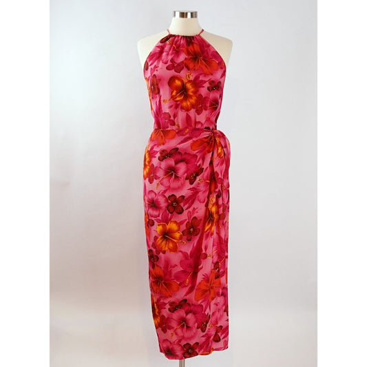 Spenser Jeremy Silk Tropical Hawaiian Halter Wrap Dress - 8