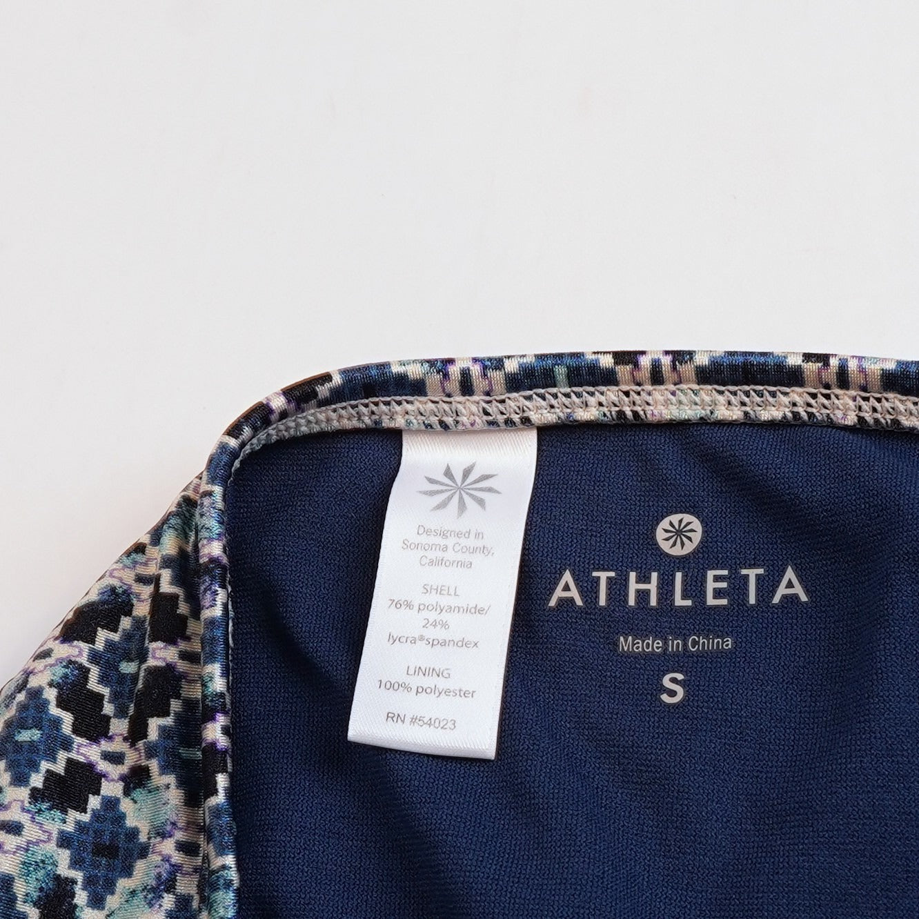 Athleta Aqualuxe Print Bikini Bottom Blue Tiles - S