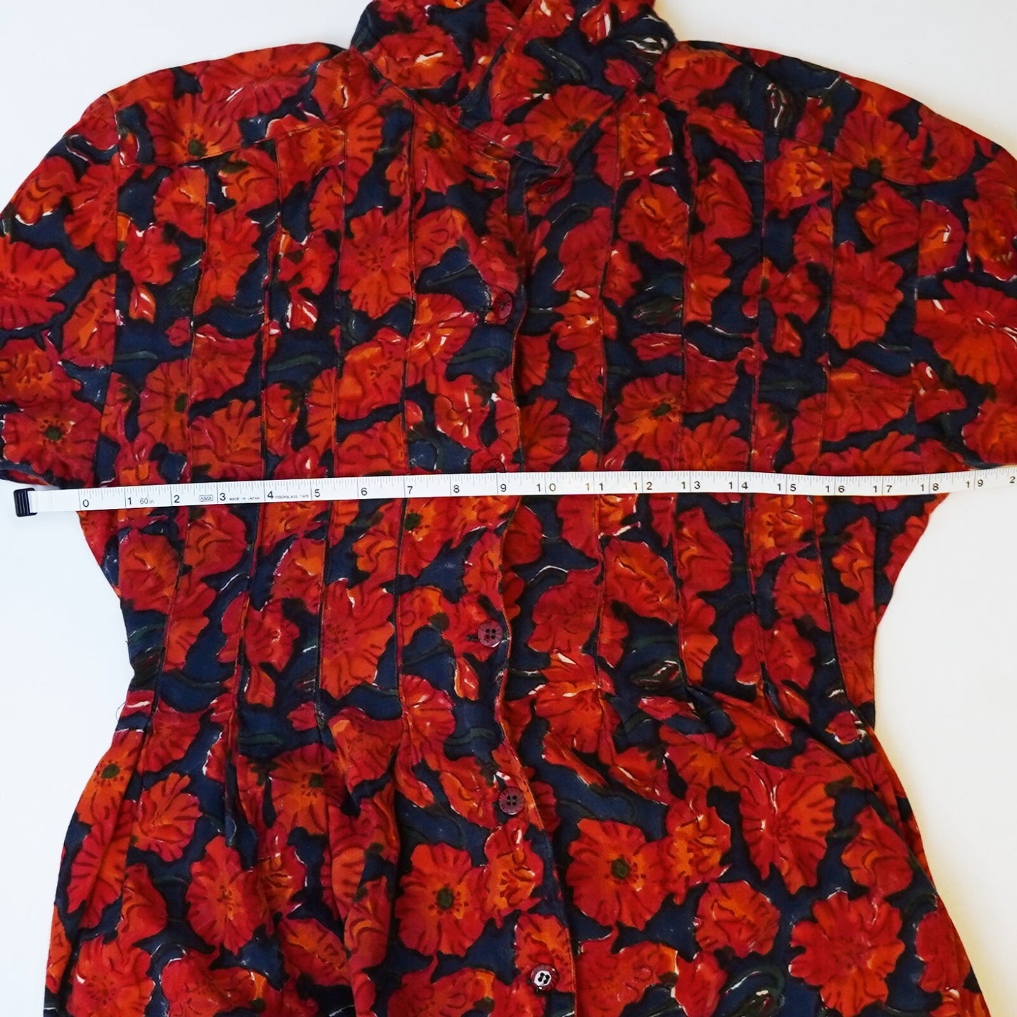 Anokhi Red Poppy Floral Midi Shirt Dress - 8 - Vintage 80's