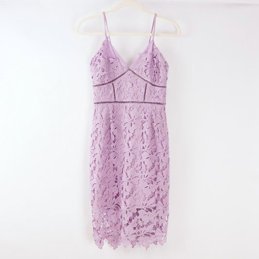 Love Ady Lavender Purple Floral Lace Overlay Dress - S