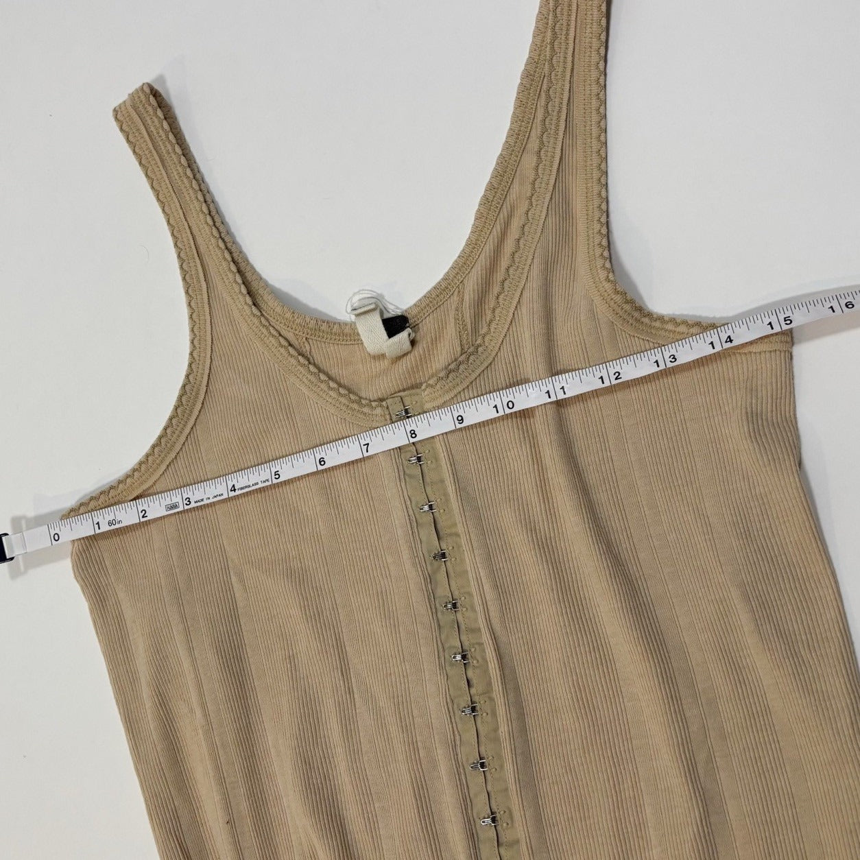 We The Free People Venice Tank Midi Dress Beige Ribbed Hook & Eye - S