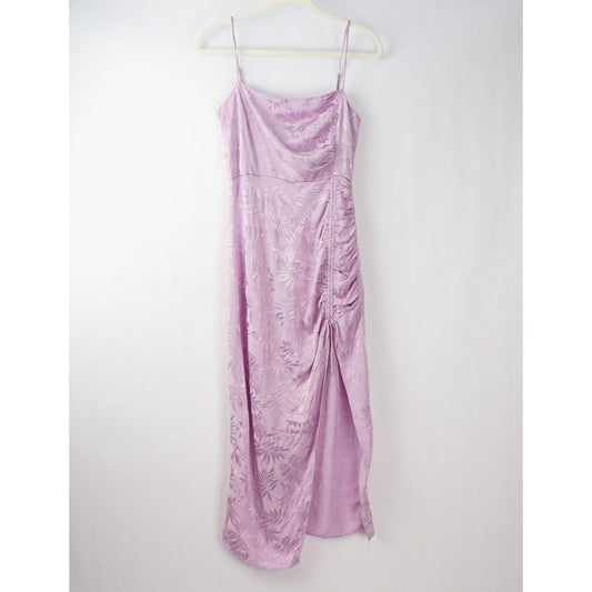 Saylor Gardenia Ruched Jacquard Amethyst Purple Midi Dress - S