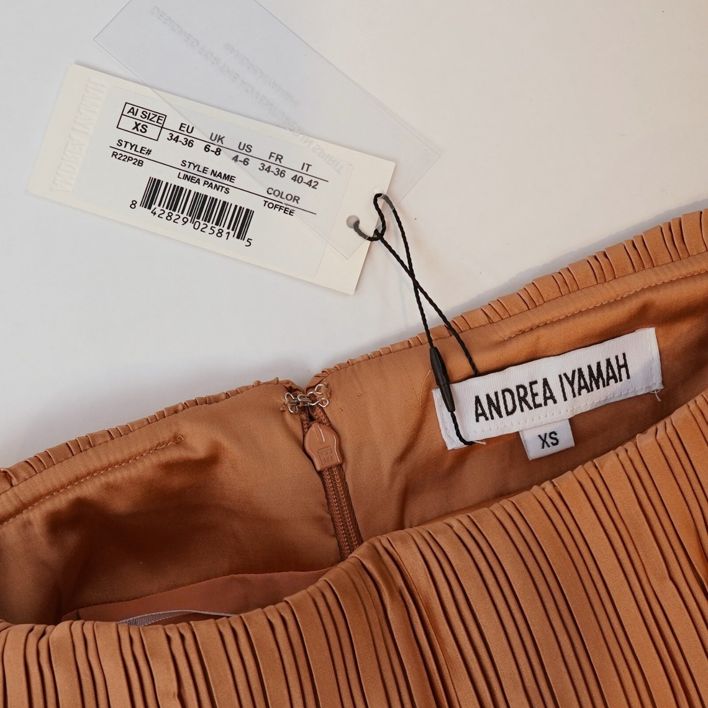 Andrea Iyamah Linea Pleated Peplum Pants Toffee Brown Bronze - XS