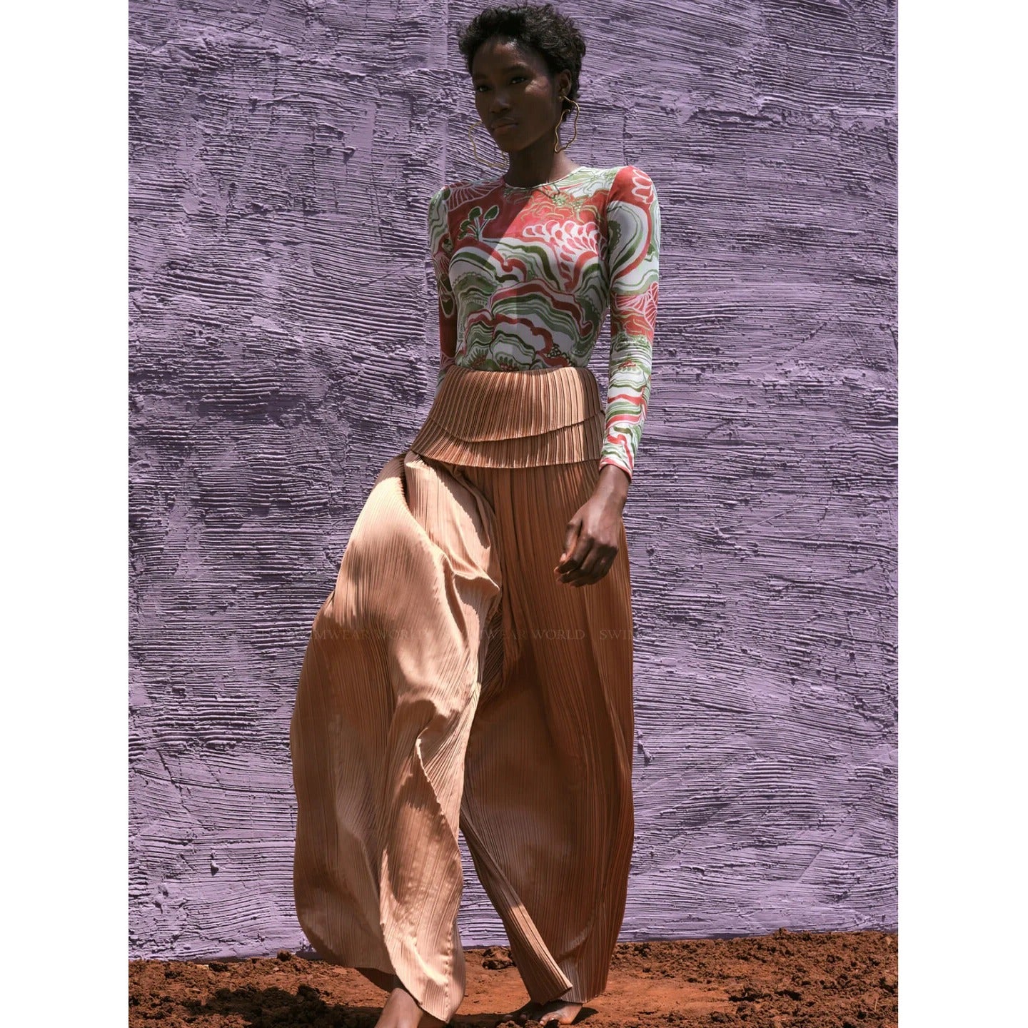 Andrea Iyamah Linea Pleated Peplum Pants Toffee Brown Bronze - XS