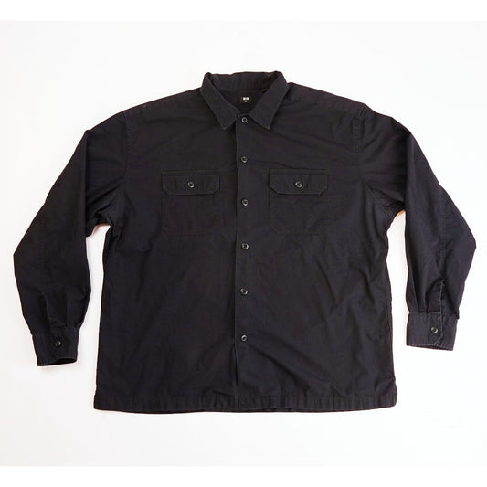 Uniqlo Long Sleeve Button Up Shirt Double Pocket Black - XL