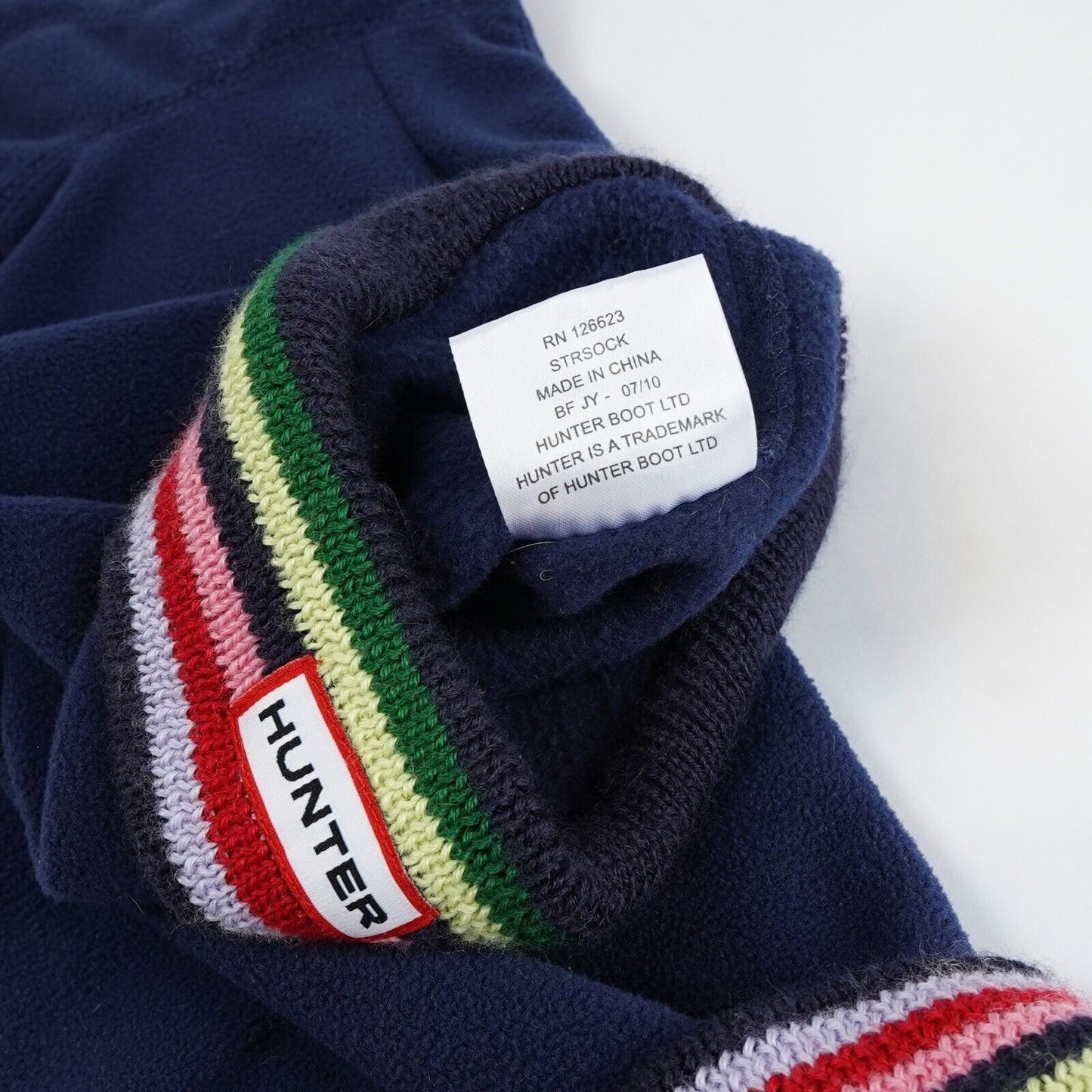 Hunter Navy Fleece Striped Cuff Boot Liner Socks - Size M/L