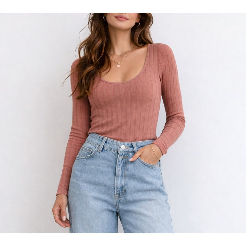 Free People Lucky You Layering Top Ribbed Knit Shimmer Pink Stretch - XS/S