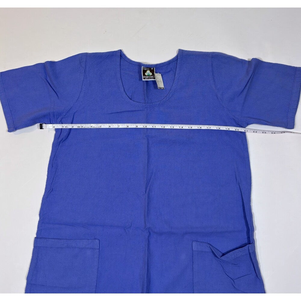 California Drawstrings Cotton Shirt Dress Blue Bayou - M