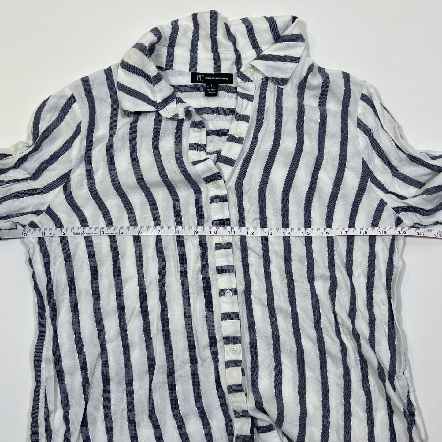 INC International Concepts Blue Striped Long-Sleeve Button Down Shirt - L