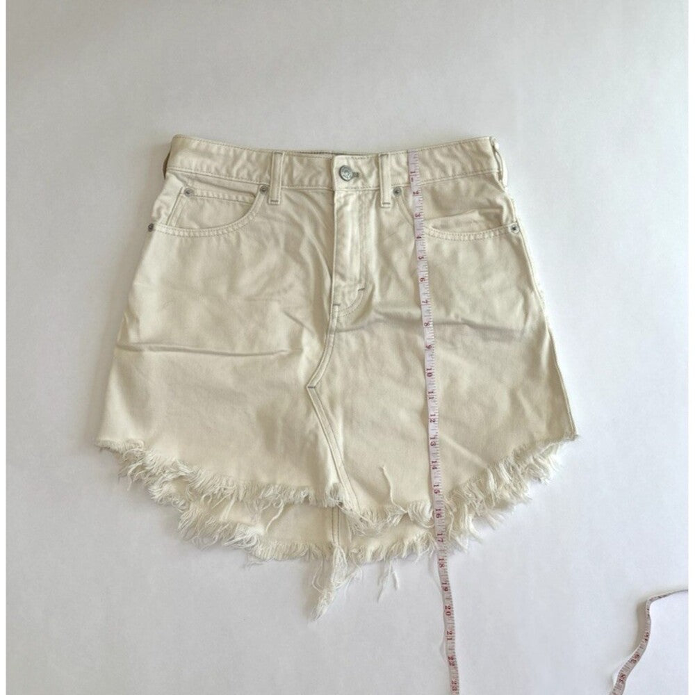 Free People Bailey Denim Jean Skirt Raw Hem White - 26