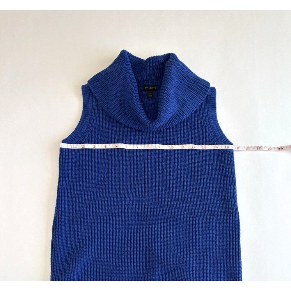 Talbots Turtleneck Sleeveless Knit Sweater Vest Royal Blue - XS