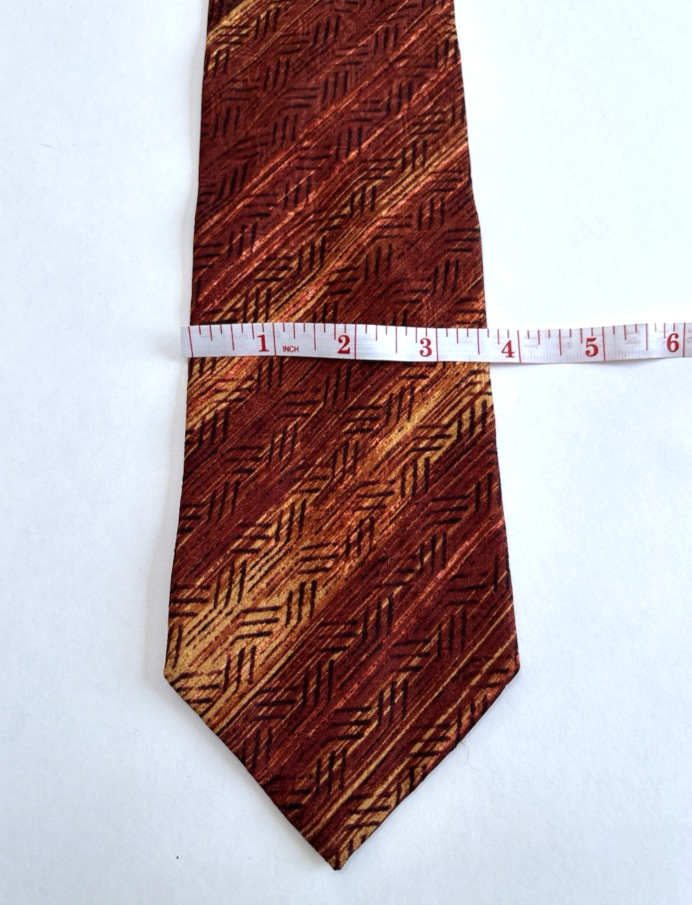 Ermenegildo Zegna Silk Neck Tie Sunset Red Yellow Vintage Italy 3.75"