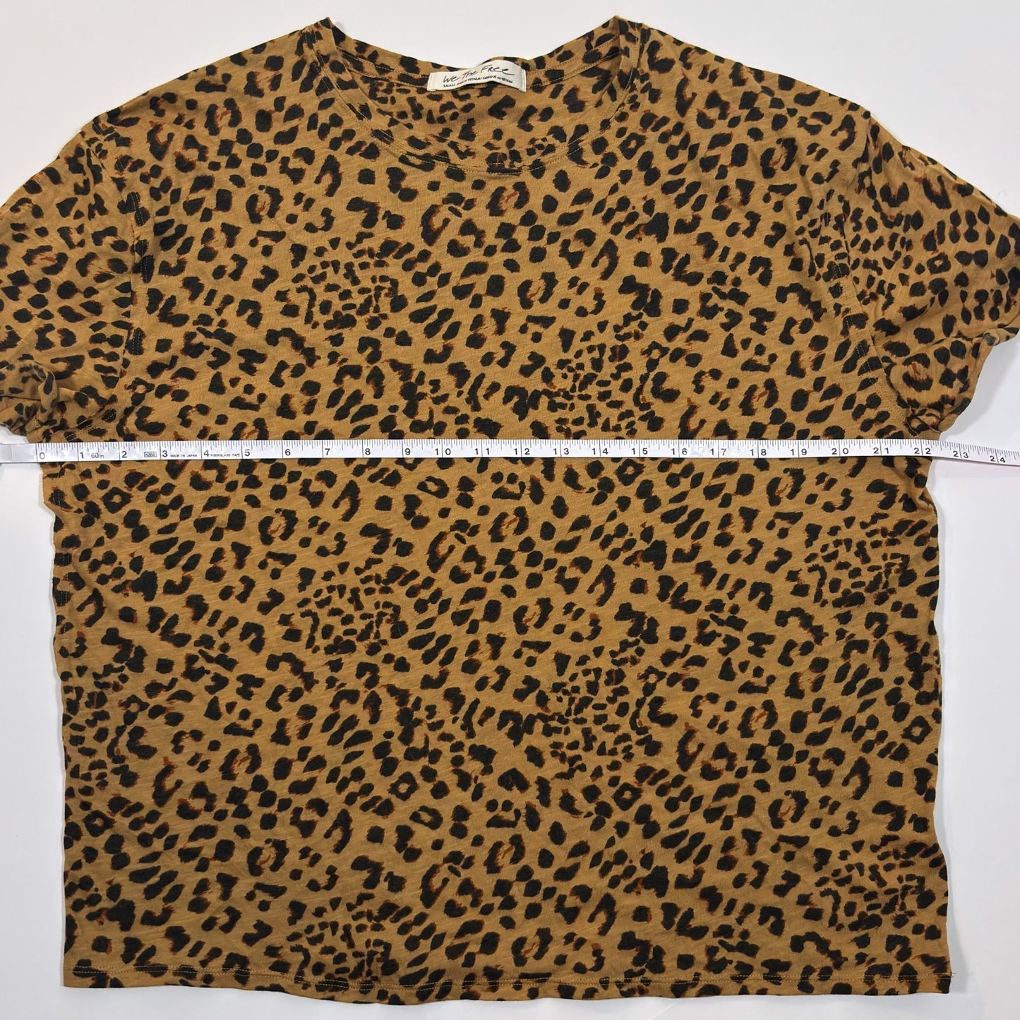 Free People Clarity Ringer Crewneck Short Sleeve Tee Animal Print - S