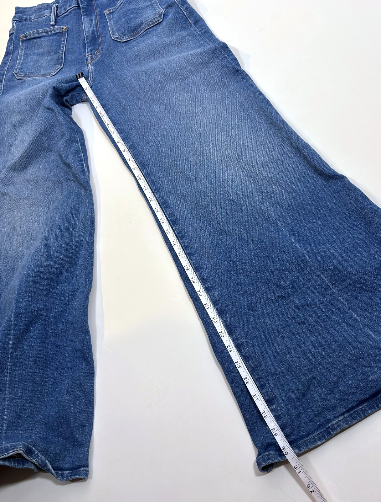 Mother Patch Pocket Roller Wide Leg Denim Jeans Medium Wash - 27