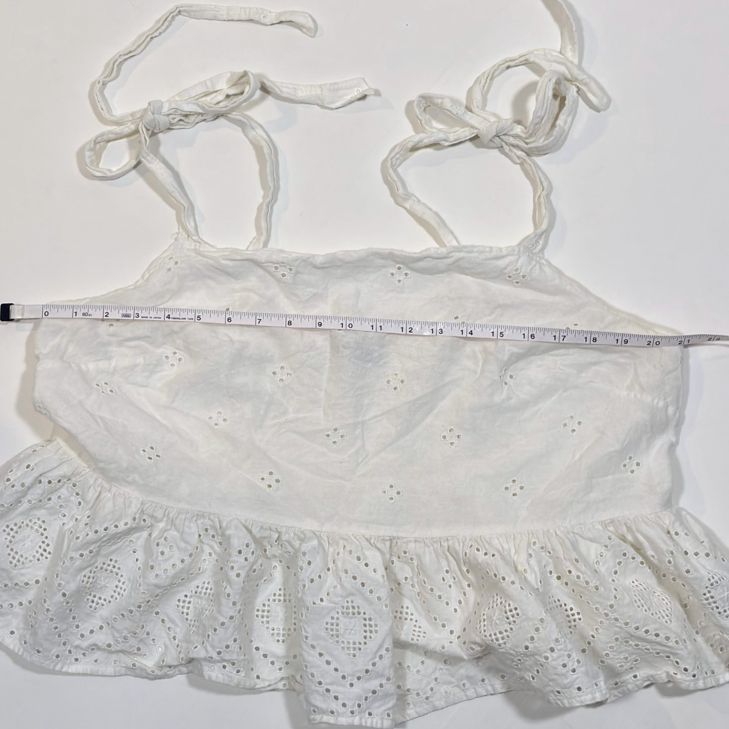 Madewell Rosalie Peplum Tie Strap Tank Top Blouse White Eyelet - 1X