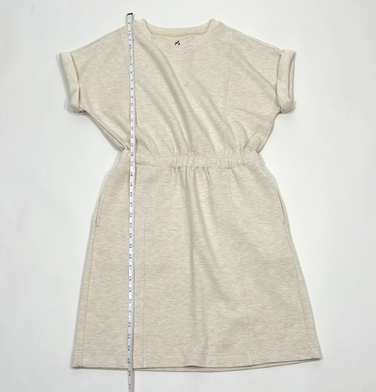 Lou & Grey Heathered Scubasoft Mini Pocket Dress Cream - XS