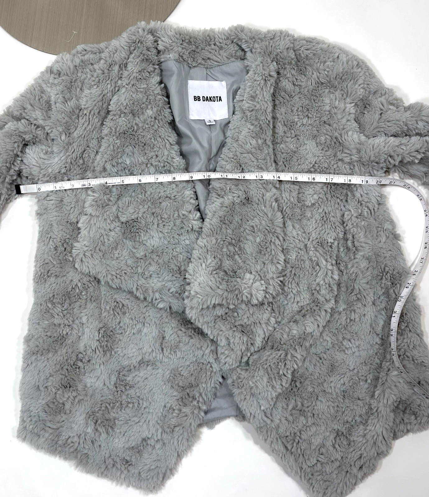 BB Dakota Come Cozy Faux Fur Jacket Open Front Grey - S