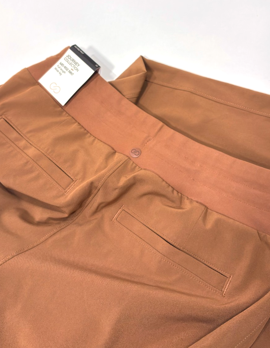 Calia TrueLight Wide Leg Pants Rocky Mountain Brown Mid Rise - XS