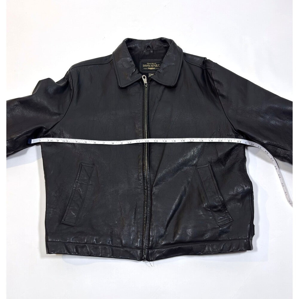 Vintage Banana Republic Leather Bomber Jacket Black Made In Korea - M