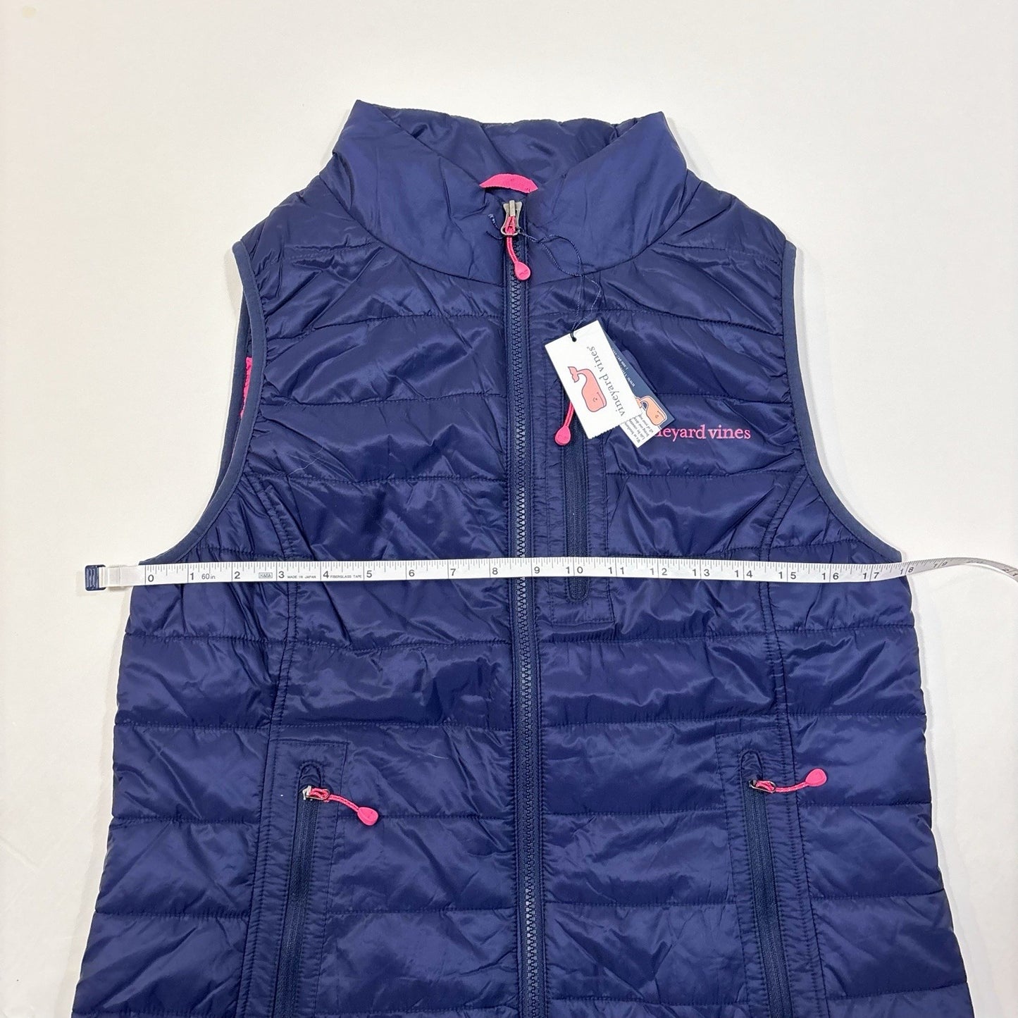 Vineyard Vines Mountain Weekend Quilted Puffer Vest Navy Pink - S