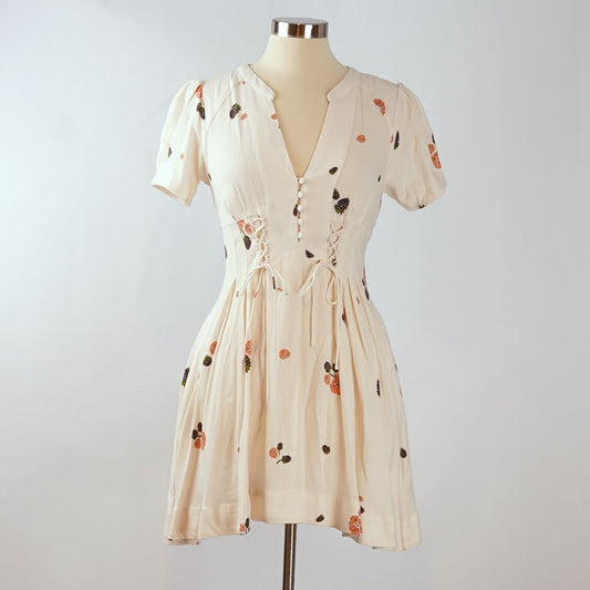 Free People Dream Girl Ivory Floral Fruit Dress - 2