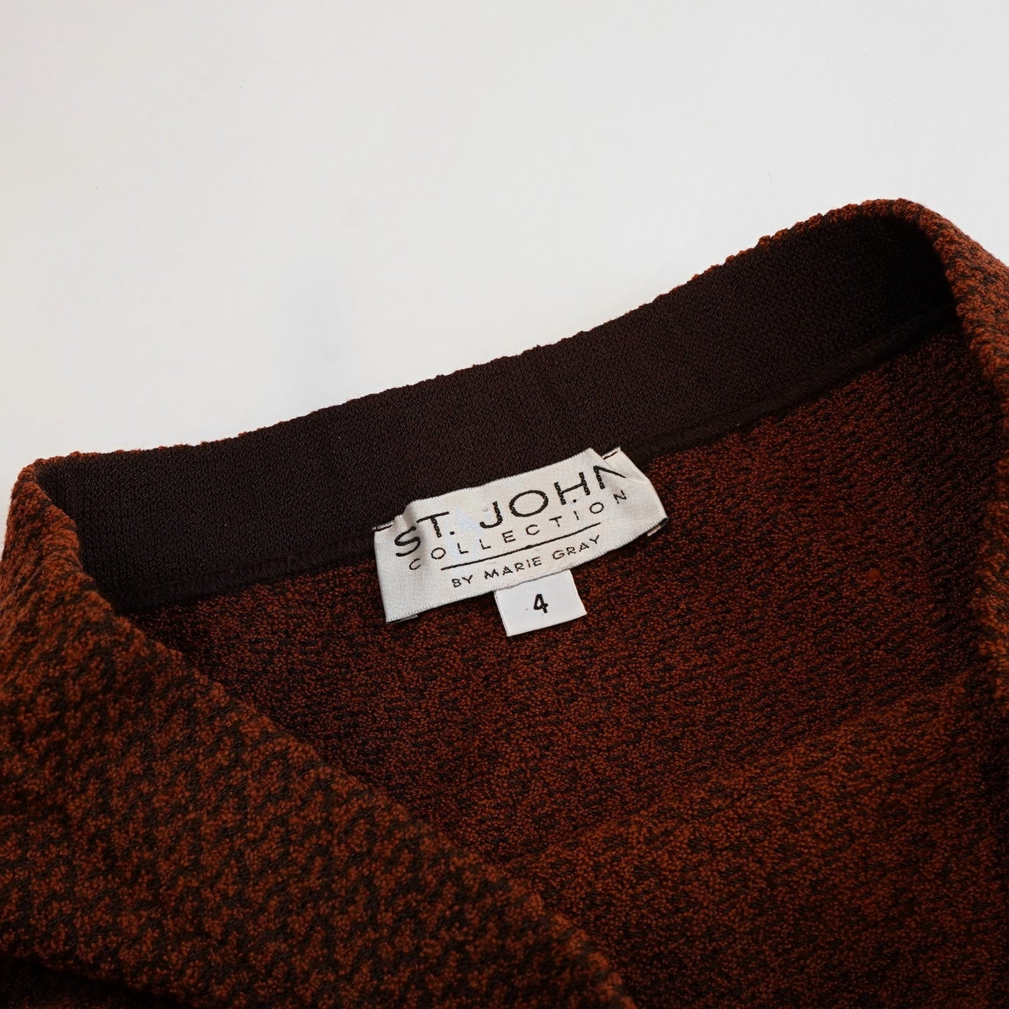 St. John Collection Rust & Dark Brown Textured Santana Knit Skirt - 4