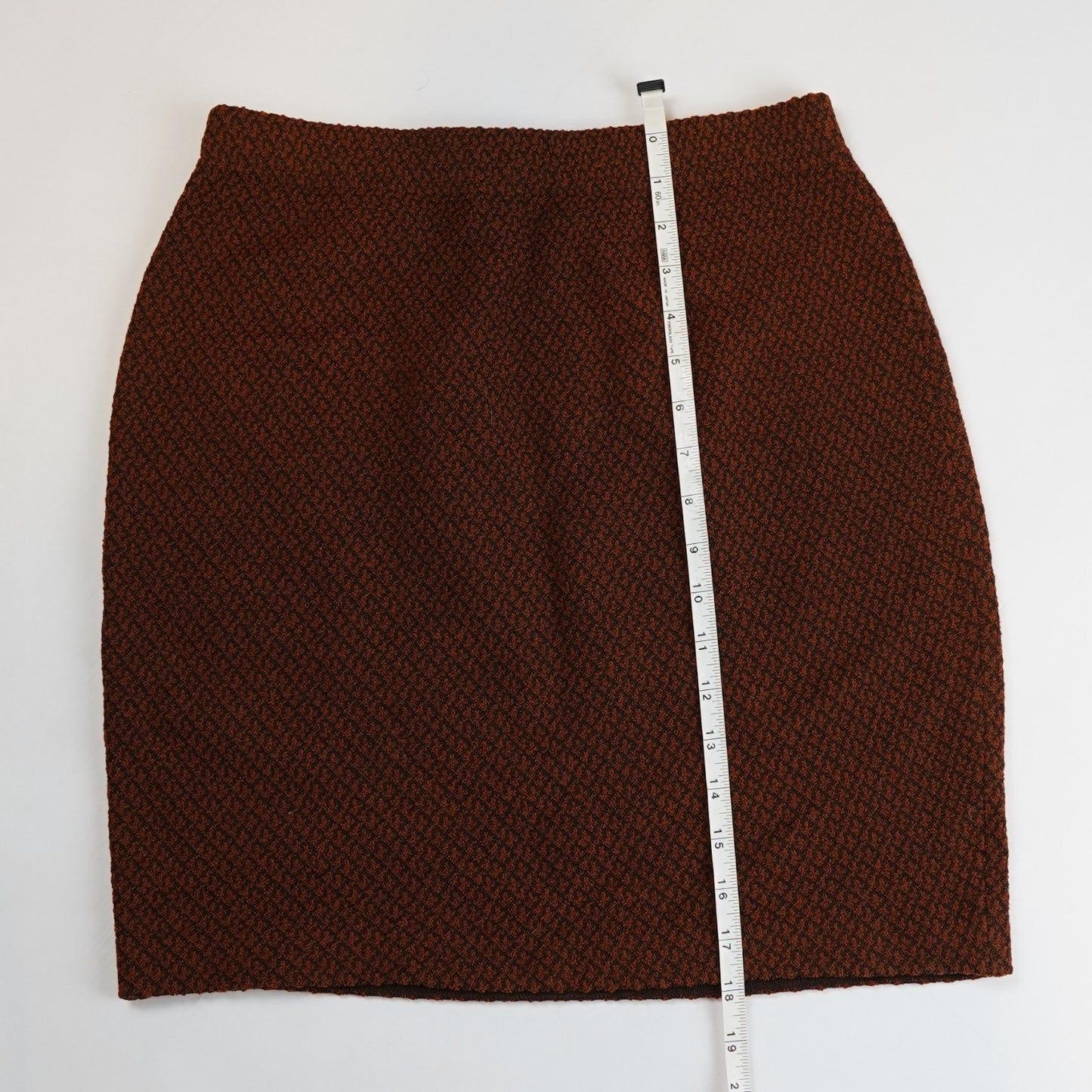 St. John Collection Rust & Dark Brown Textured Santana Knit Skirt - 4