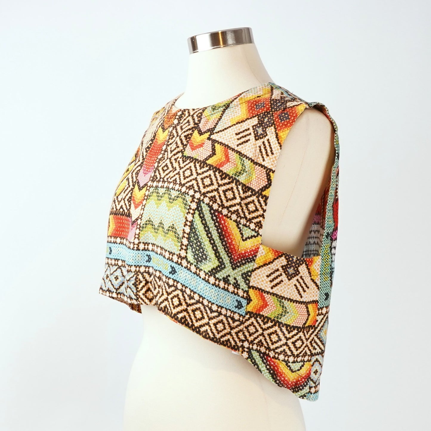 Farm Rio Banana Scarves Linen Crop Top - M