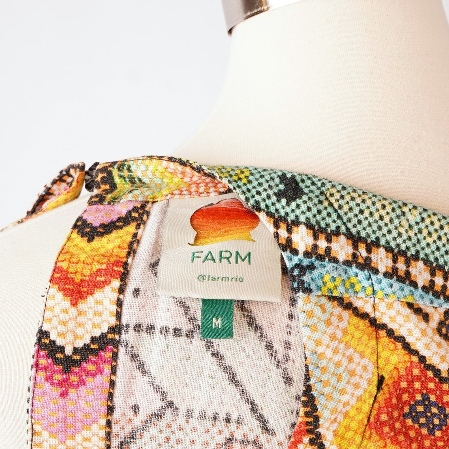 Farm Rio Banana Scarves Linen Crop Top - M