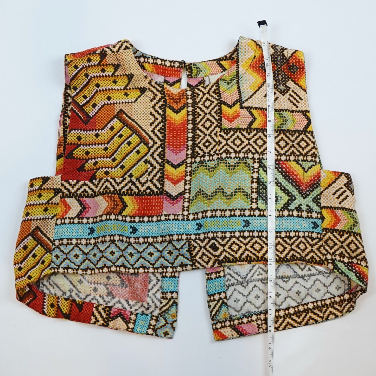 Farm Rio Banana Scarves Linen Crop Top - M