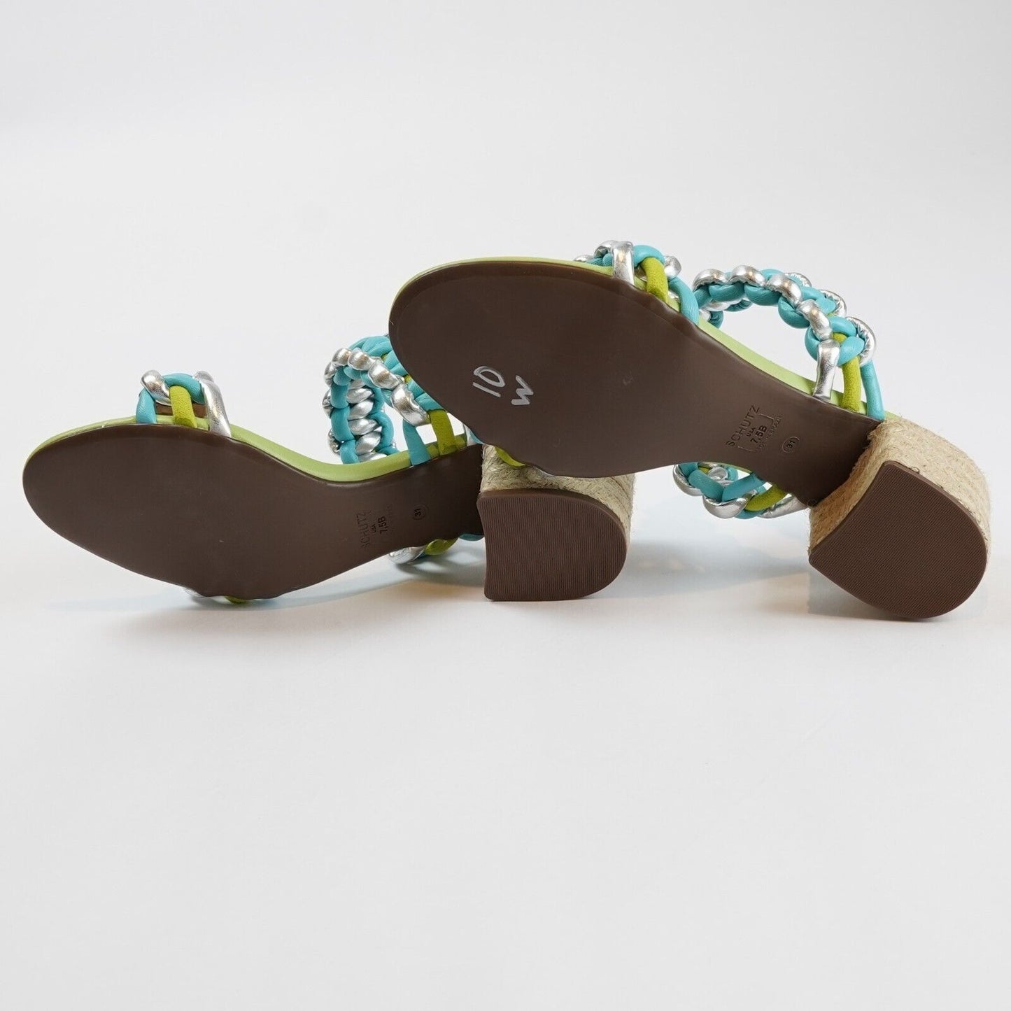 Schutz Colorful Juliet Braided Block Heel Sandals - 7.5