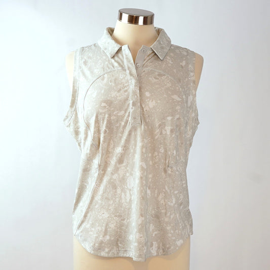 Lululemon Quick Drying Sleeveless Polo Terrazzo Marble Silver - 12