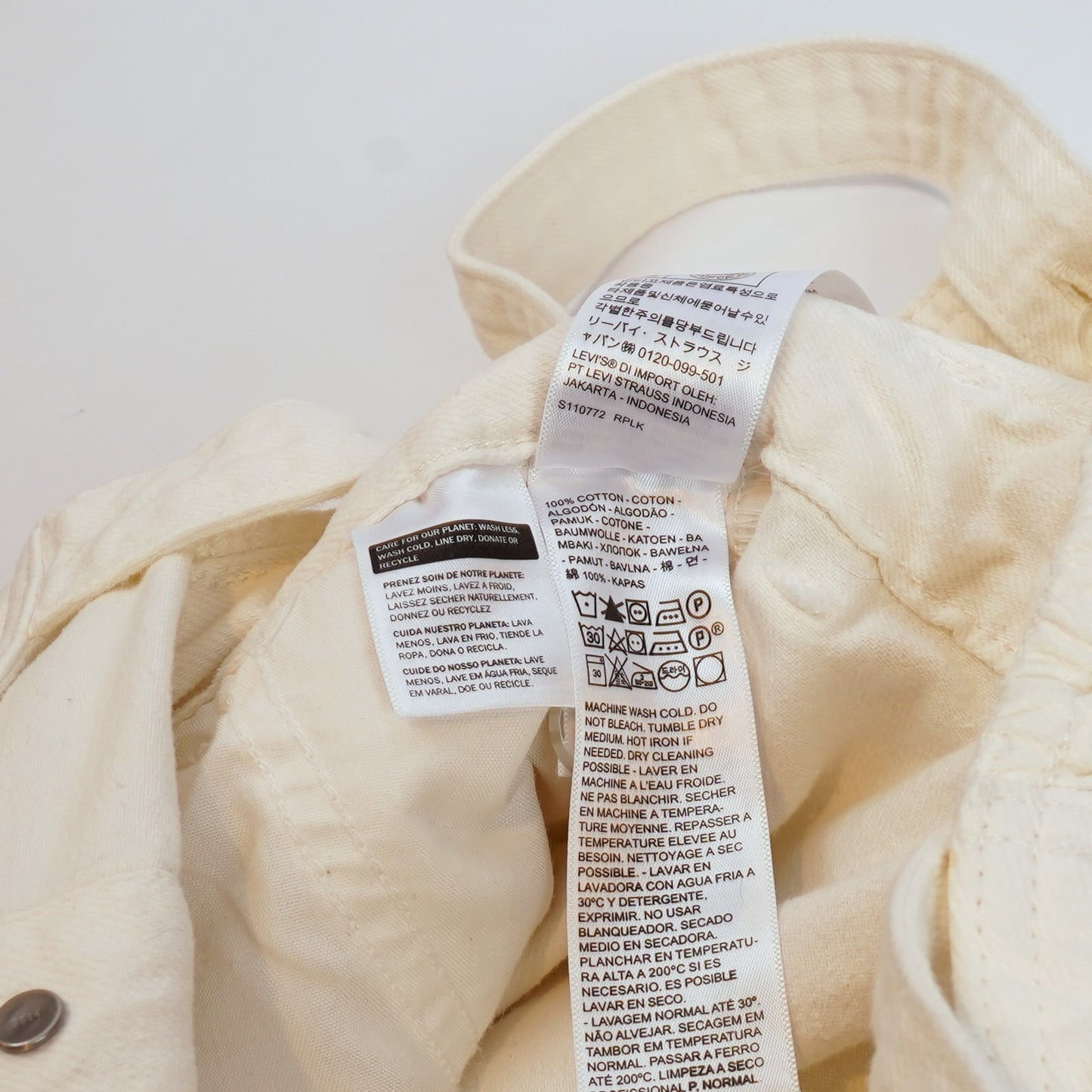 Levi's Drea Wide Leg Jumpsuit White Cream Denim - S