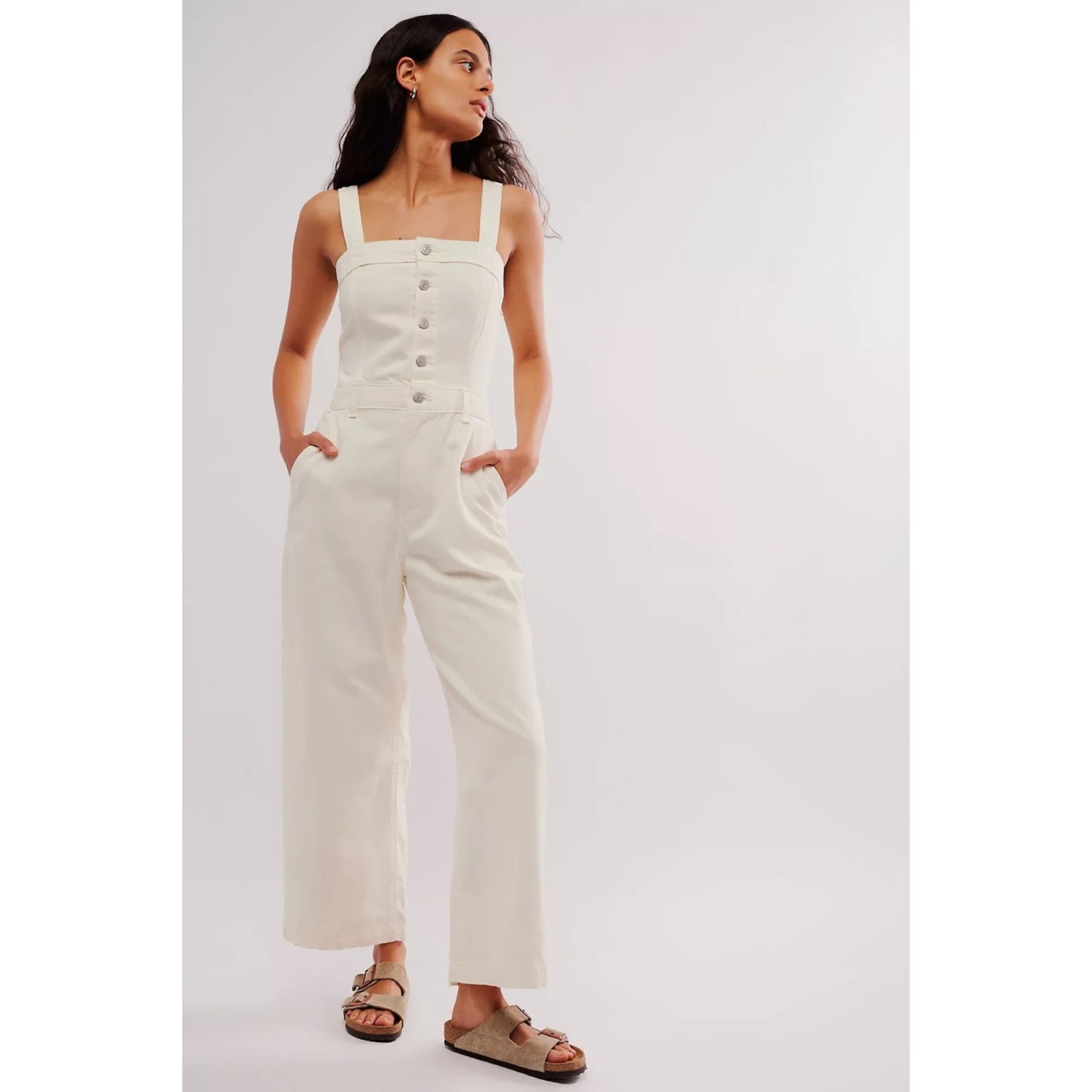 Levi's Drea Wide Leg Jumpsuit White Cream Denim - S