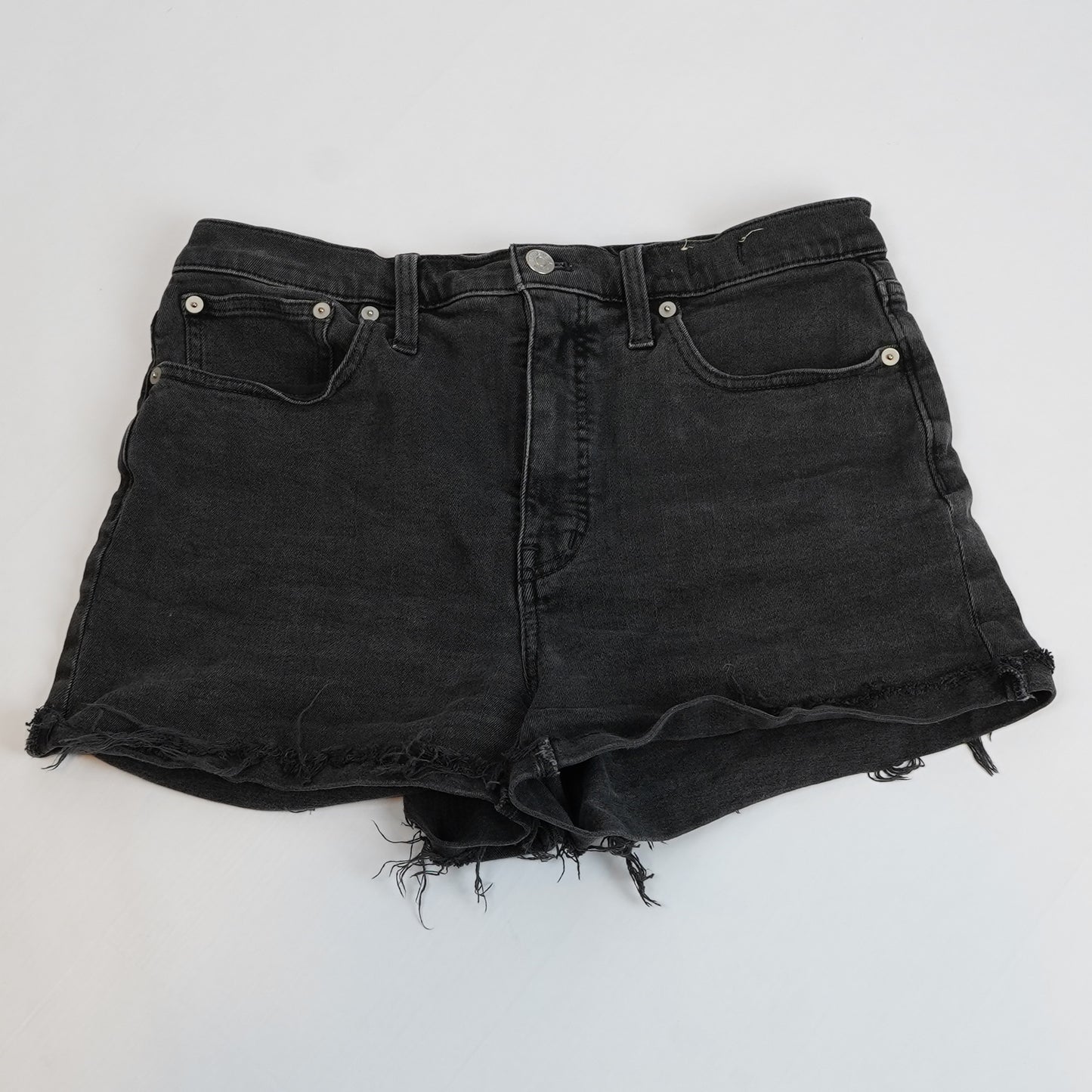 Madewell High Rise Cutoff Jean Shorts Black Denim Raw Hem - 29