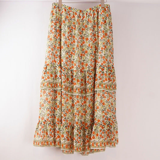 Max Studio London Orange Print Maxi Skirt - XL