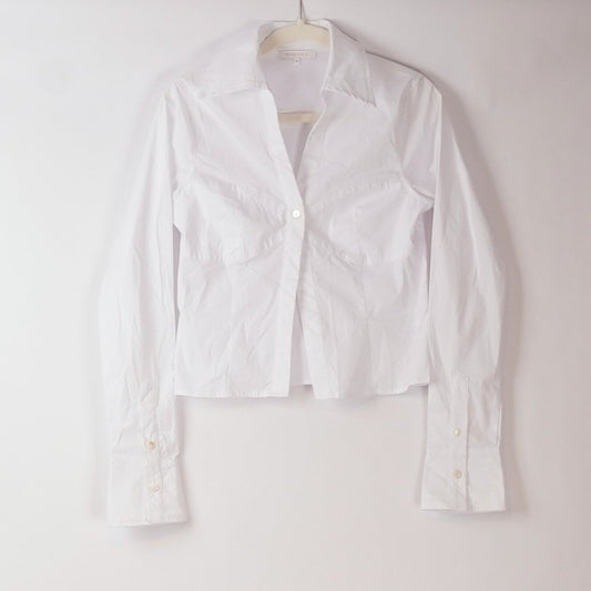 Olivaceous Cropped Single Button Collared Shirt White - M